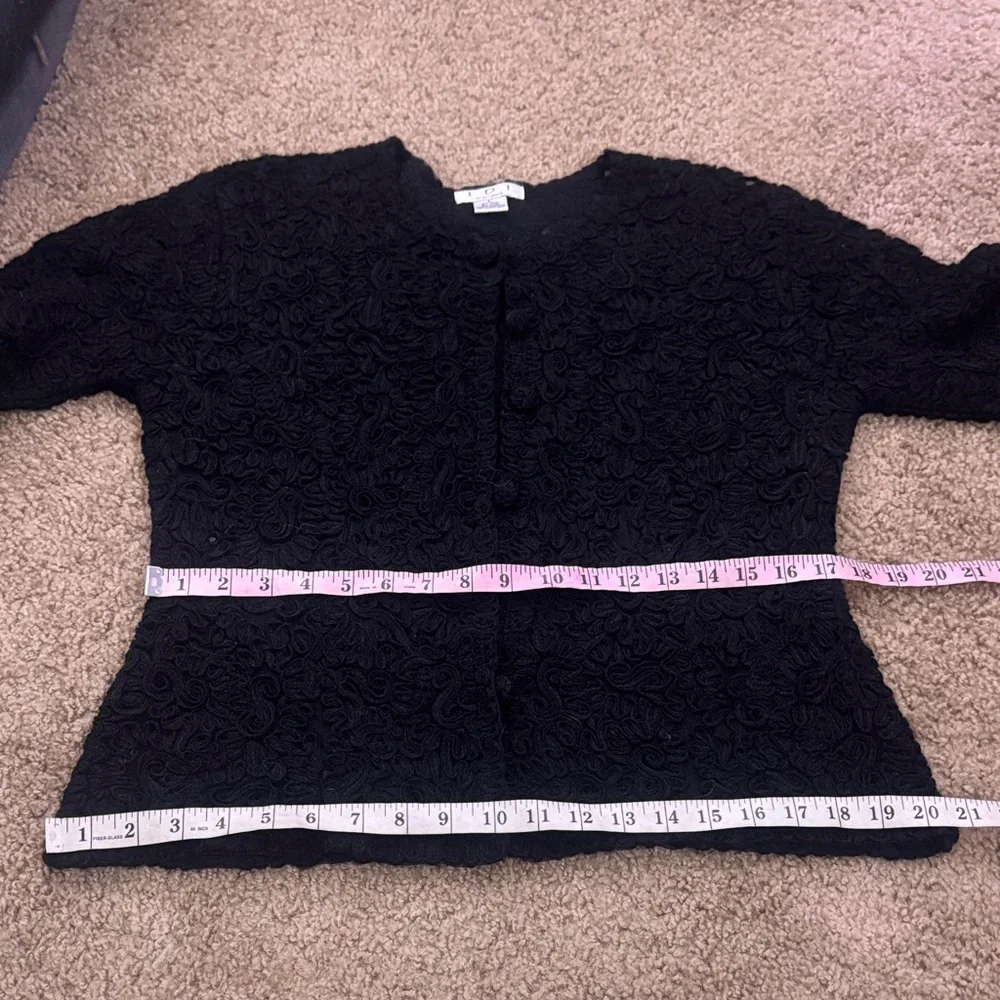 Vintage Floral Black Women's Button Up Cardigan - Picture 8 of 12
